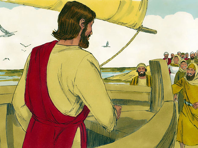 Jesus teaching from a boat